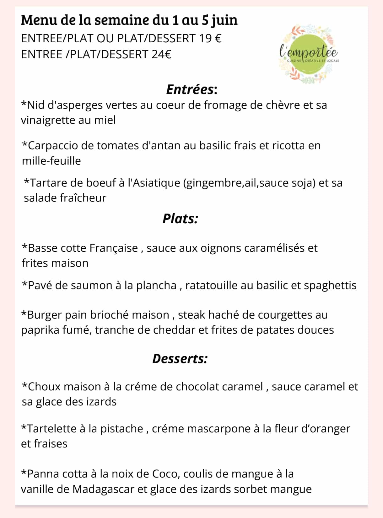 Menu De La Semaine